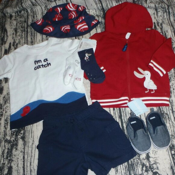Gymboree Pelican Catch 12-18 Month Shorts Shirt Socks Size 04 Shoes Outfit NWT - Picture 3 of 7